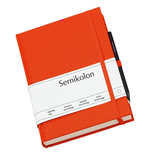 Semikolon (800957) Reisetagebuch Grand Voyage blanko - Tagebuch mit 304 Seiten - 2 Lesezeichen, Weltkarte, uva. - Notizbuch A5 - Format: 14 x 19,2 cm (orange)