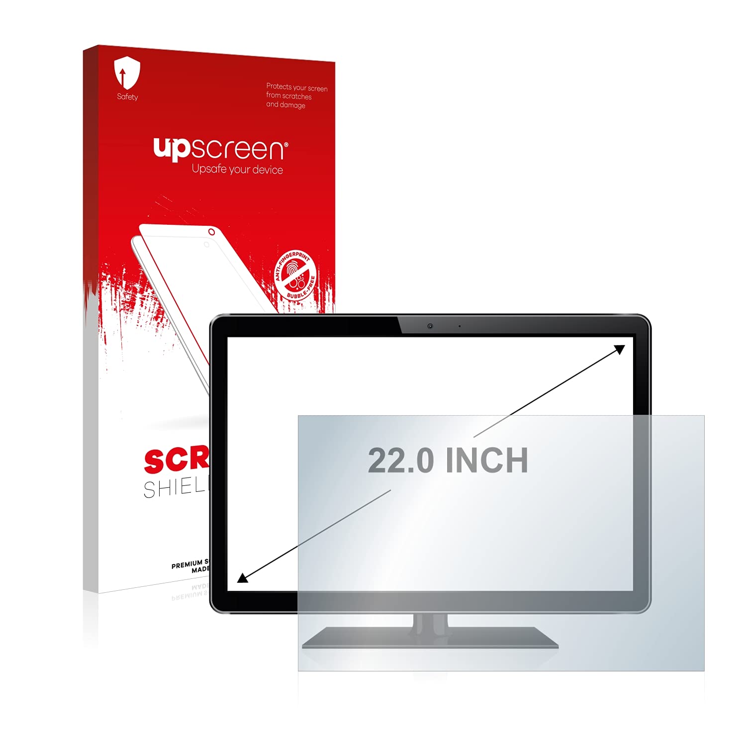 upscreen 22" Schutzfolie für 22,0 Zoll Industrie-Monitore (55.9 cm) [490 x 270 mm, 16:9] – Kristallklar, Kratzschutz, Anti-Fingerprint