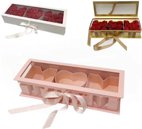 Leeres Blumengeschenk in Buchstabenform for Mütter, befüllbare Schokoladen-Erdbeerblumen-Verpackungsbox, dekorative Box for DIY-Geschenkverpackungen (Size : Pink)
