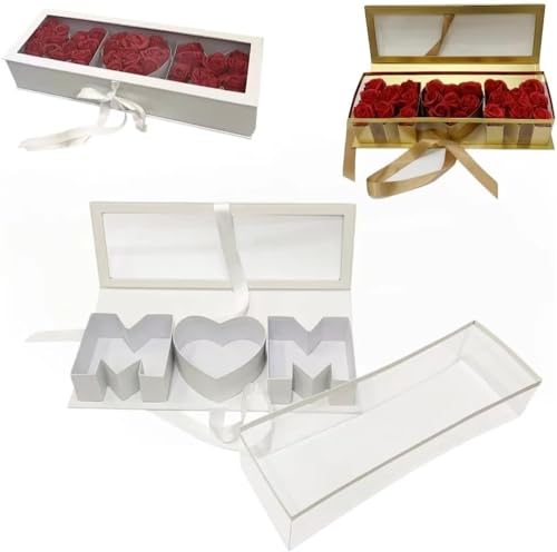 Leeres Blumengeschenk in Buchstabenform for Mütter, befüllbare Schokoladen-Erdbeerblumen-Verpackungsbox, dekorative Box for DIY-Geschenkverpackungen (Size : White)