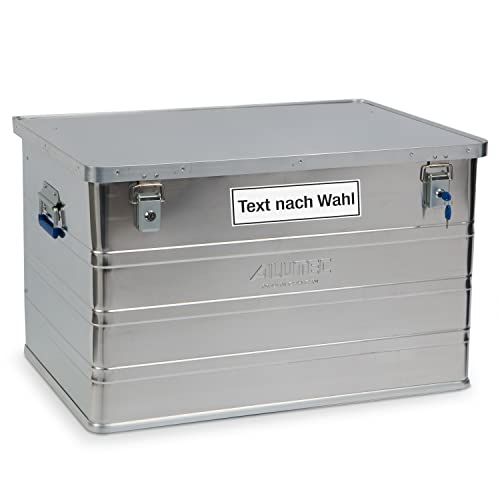 Alutec Aluminumbox Classic 186 Liter inkl. Wunschtext Aufkleber von Betriebsausstattung24® | BxHxT: 78,5 x 48,2 x 56,5 cm | Material: Aluminium | Transportkiste mit zwei Zylinderschlössern