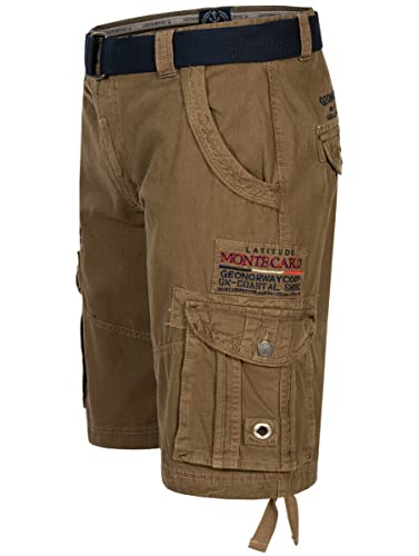 Geographical Norway Herren Cargo Shorts Kurze Hose Short Bermuda Knielang Poudre, Hosengröße:L, Farbe:KAKI