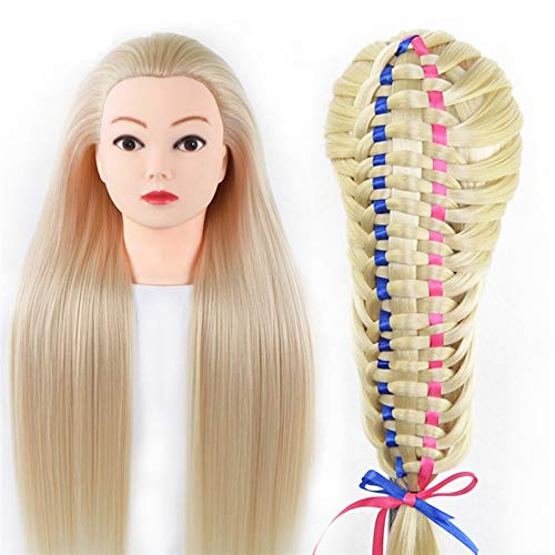 Perücke Hochtemperaturfaser Blondes Haar Training Kopf Friseur Praxis Make-up Training Mannequin Head Perücke Wig (Color : 1)