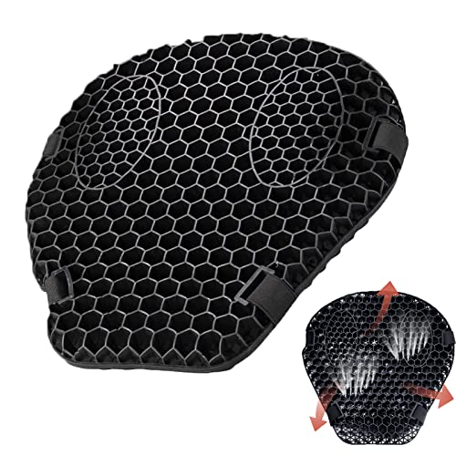 NAUXIU Moto 3D Honeycomb Shock,Black Motorcycle Seat Cushion Pad,Motorcycle Seat Cushion Air Cushion Seat Pad,Motorcycle Padded Seat Cushion,3D Honeycomb Breathable Seat Cover Shockproof