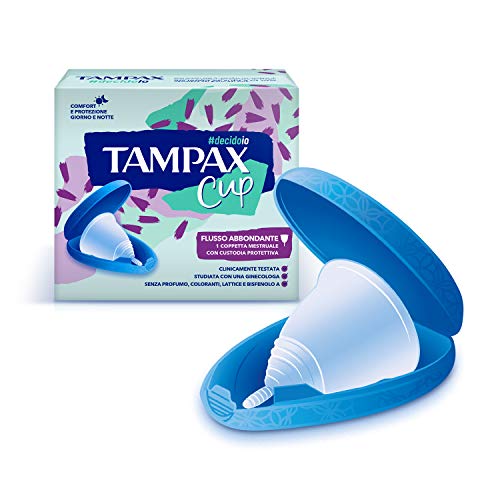 Tampax Cup, Menstruationstasse, wiederverwendbar mit Schutzhülle Starker Fluss