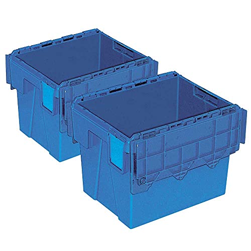 2 Mehrwegbehälter/Versandbehälter mit Deckel, 25 l, LxBxH 400x300x305 mm, blau
