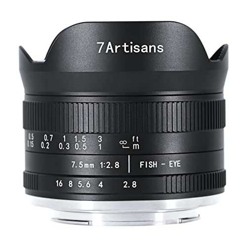 7artisans 7,5 mm f2.8 Mark II APS-C Fischaugen-Weitwinkelobjektiv für Fujifilm FX spiegellose Kamera X-T1 X-T2 X-T3 X-T20 X-T30 X-E1 X-E2 X-E3