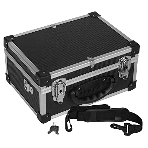 anndora Werkzeugkoffer 70106 Aluminium Rahmen Koffer - Werkzeugkiste 32,5 x 25,5 x 17,5 cm mit Neopren Auskleidung und Tragegurt - Schwarz