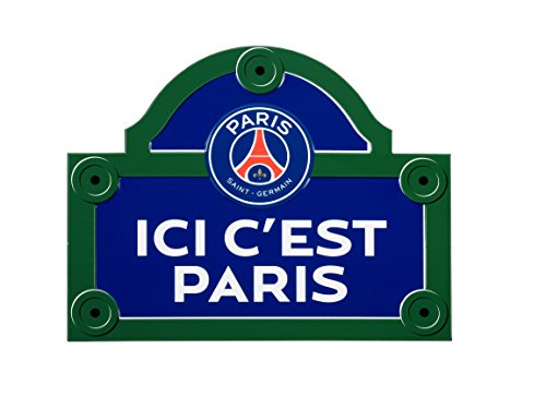 PSG Ici C'est Paris Straßenschild aus Metall, Mehrfarbig, 25 x 20 x 0,5 cm