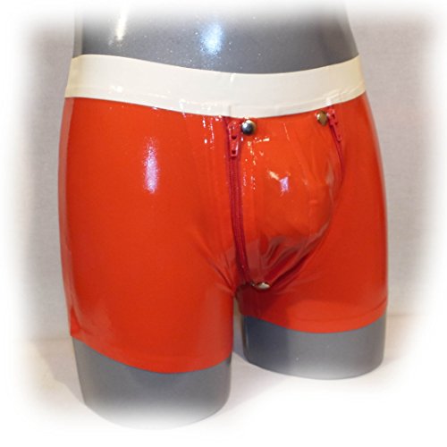 Latex Shorts mit Doppel-Reißverschluss/Innenbeutel Rot Size:L