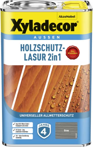 Xyladecor Holzschutzlasur Grau 4 l Außen Imprägnierung Holzschutzmittel