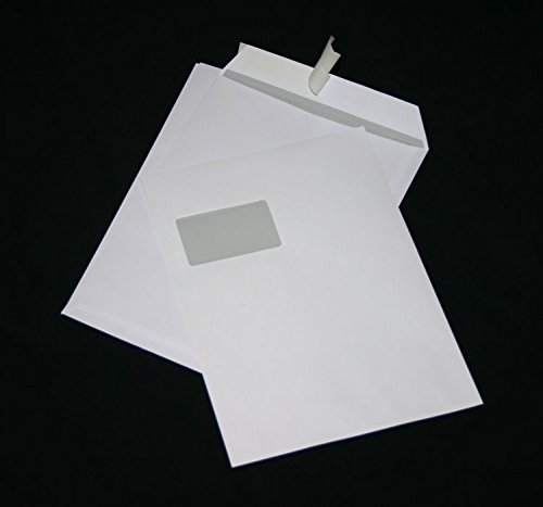 1000 Stück Versandtaschen Briefumschläge C4 A4 weiß haftklebend mit Fenster 229x324 mm HK