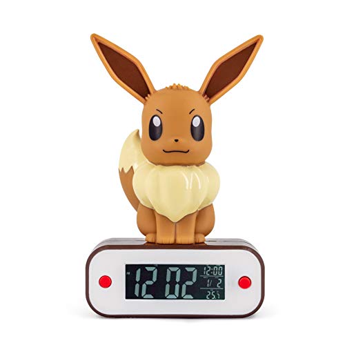 Teknofun 811370 Pokémon Evoli Wecker und LED Lampe 3D, Braun