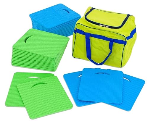 Betzold Sport 55585 - Sitzmatten-Set Kinder mit Tasche - 15 x grün 15 x blau