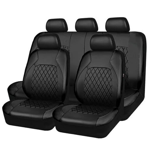 FGAITH Kunstleder Sitzbezüge Auto komplettes Set für Ford Focus (MK4) 2018+, Autositzbezüge Set Vordersitze und Rückbank Wasserdicht Auto Innenraum Zubehör,A-Black