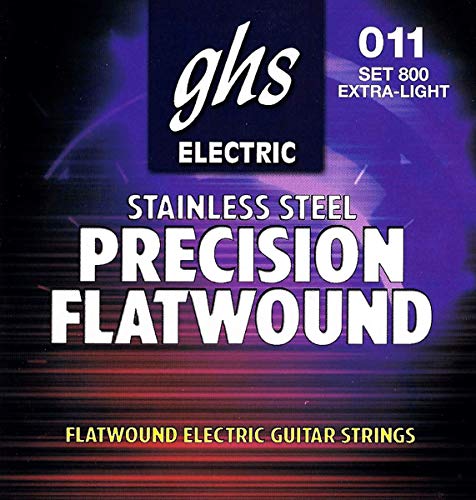 GHS PRECISION FLATS Saitensatz für E-Gitarre Flatwound - 800 - Extra leicht - 011/046