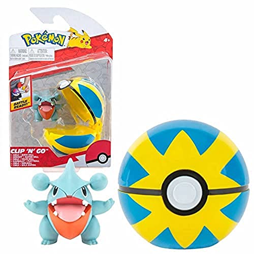 Pokémon PKW0160 - Clip and Go Pokéball - Kaumalat & Flottball, offizieller Pokéball mit beweglicher 5 cm Figur