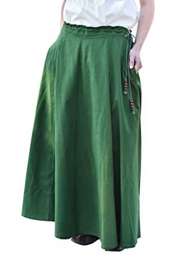 Mittelalterlicher Rock, weit ausgestellt, grün - Mittelalterkleidung Magd - Wikinger LARP Damen lang Größe S