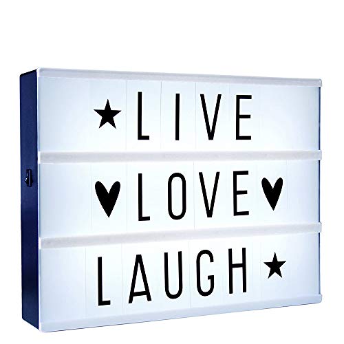 Monsterzeug LED Light Box, Leuchtkasten zum Selbstgestalten, 85 auswechselbare Buchstaben Zeichen, Batteriebetrieben, 22 x 29 cm