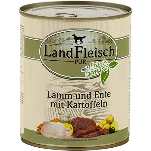 LANDFLEISCH Hundenassfutter »Pur Lamm, Ente und Kartoffel«, 6 Dosen á 800 g