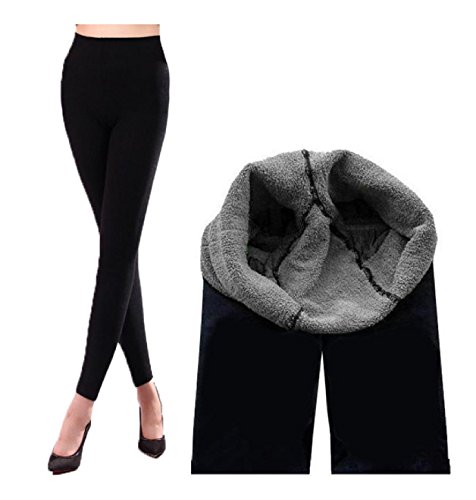 Miya® modisch Mode, einzigartige Thermo Leggings, super elastisch, extra weich, innen mit Wolle verdickt, Schönheit trotz Warmheit, Farbe schwarz (M-L)