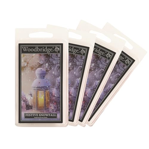 Woodbridge Duftwachs für Duftlampe | 4er Set Festive Snowfall | Duftwachs Winter | 8 Wax Melts für Duftlampe | Raumduft für Aromatherapie | 10h Duftdauer je Melt (68g)
