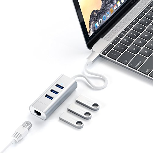Satechi type-c 2-in-1 3 port usb 3.0 hub & ethernet space gray