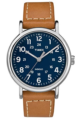 Timex Unisex Erwachsene Analog Quarz Uhr mit Leder Armband TW2R42500JT