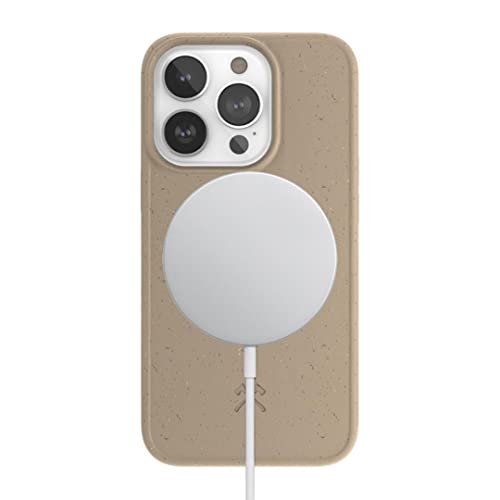Woodcessories - Magnetische Handyhülle kompatibel mit iPhone 14 Pro Hülle mit Magnet beige - Plastikfrei, nachhaltig