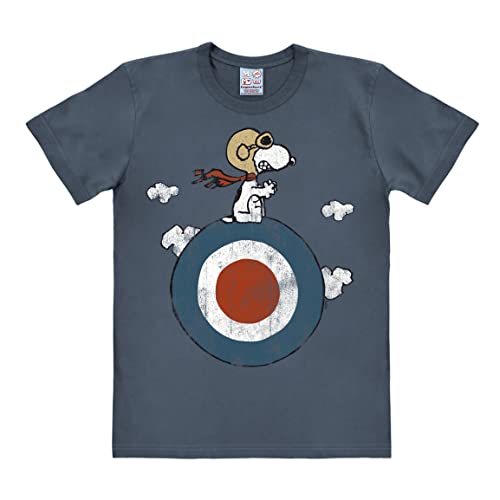 Logoshirt® - Comics - Peanuts - Hund - Snoopy - Pilot - Target - T-Shirt Print - Damen & Herren - Graphit - Lizenziertes Originaldesign, Größe 3XL