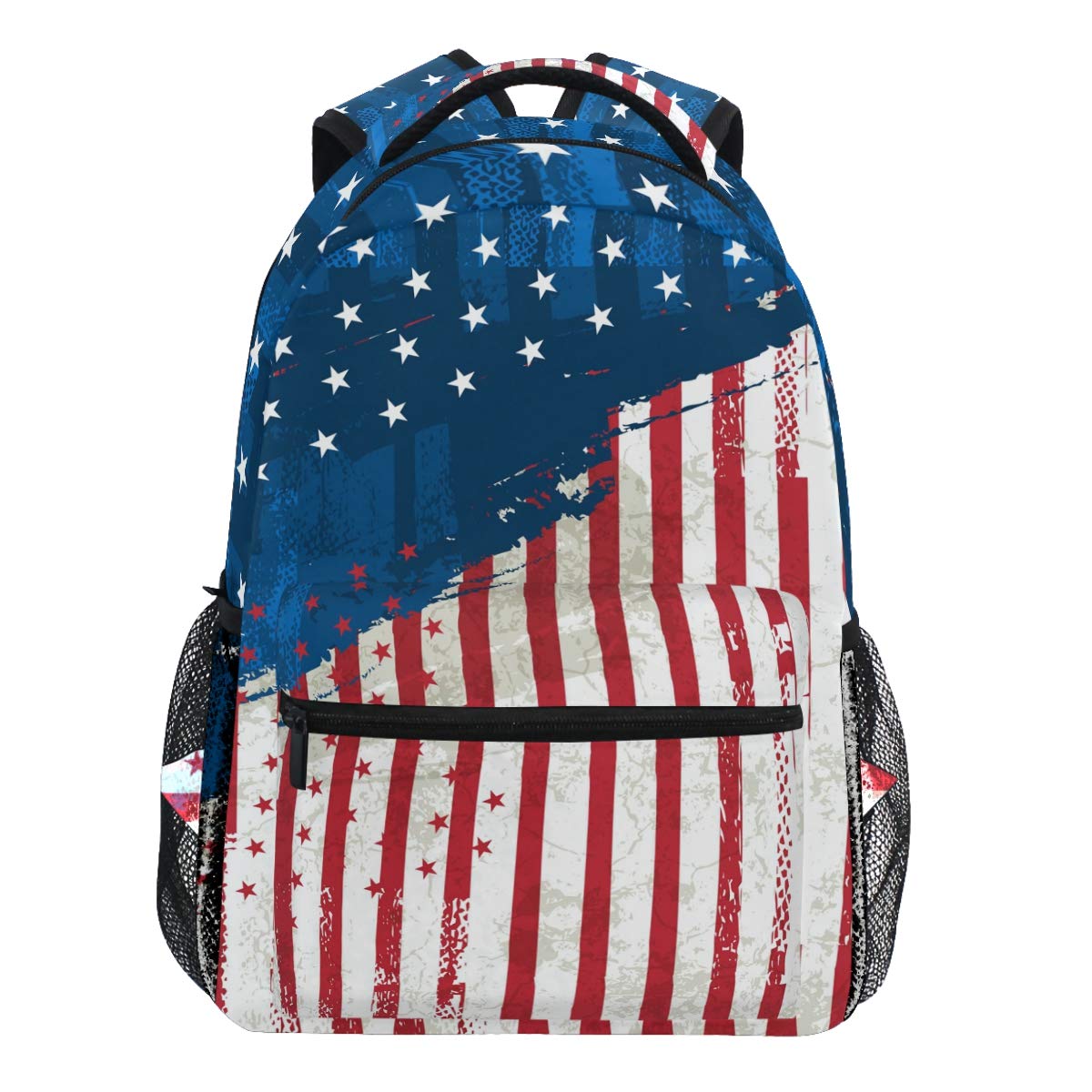 Oarencol Vintage-Rucksack mit amerikanischer Flagge und Stern, für Damen/Herren/Mädchen/Jungen