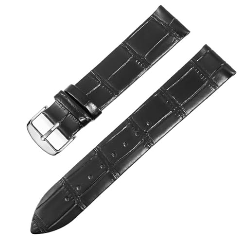 GeRnie Ersatz-Uhrenarmband aus Leder, 12/13/14/15/16/17/18/19/20/21/22 mm, dünnes, schlichtes Rindslederarmband (Color : Bamboo Black B, Size : 17mm)