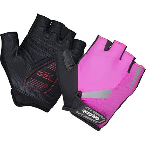 GripGrab ProGel Hi-Vis Gepolsterter Kurzfinger Handschuh Gloves Cycling Short, Rosa (Pink, L