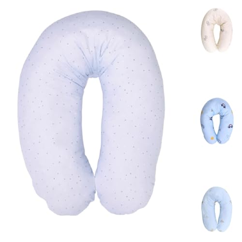 Lorelli Stillkissen Schwangerschaftskissen, 100% Baumwolle, 190 cm lang, Farbe:blau weiß