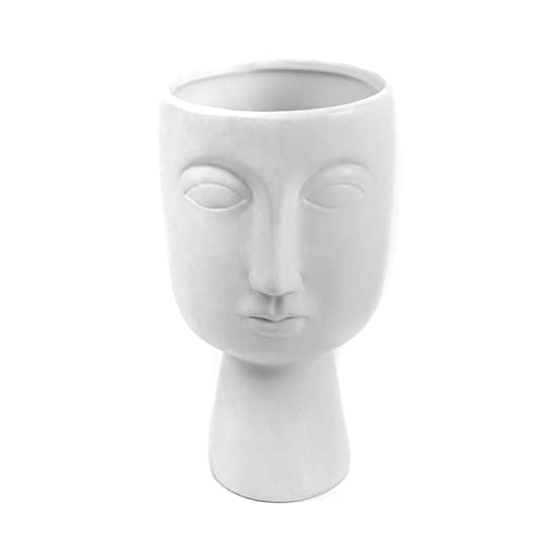 CIAL LAMA Vase, Keramik, dekorativ, Gesicht, Elegantes Design, Weiß, 22 cm