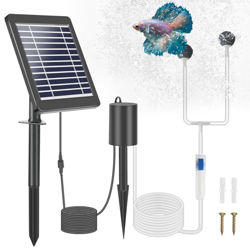 Weinsamkeit Sauerstoffpumpe für Teich Solar, 4W Teichbelüfter Solar mit 2200mAh Akku, Teich Luftpumpe mit Sauerstoffrohr und Luftblasenstein, Luftpumpe Aquarium Oxygenator für Teich Pool