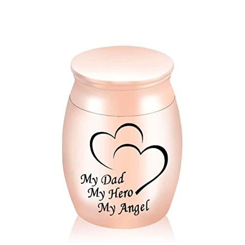 LZHLMCL Asche Box to My Dad My Hero My Angel Engraved Cremation Jewelry for Ashes Memorial Jar Human Ash Urns Edelstahl Rose Gold 30 * 40Mm
