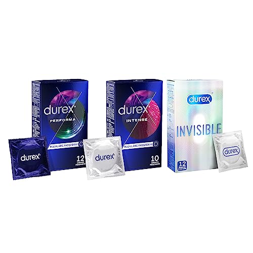 Durex Kondome Performa 12er - Durex Kondome Intense 10er - Durex Kondome Invisible 12er - Durex Mix Ausprobierset