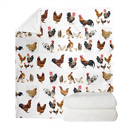 UOIMAG Hühner-Decken, Geschenk, Flanell-Fleecedecken, weiche Überwurfdecken für Sofa, Stuhl, Couch, leicht, warm (130 x 150 cm)