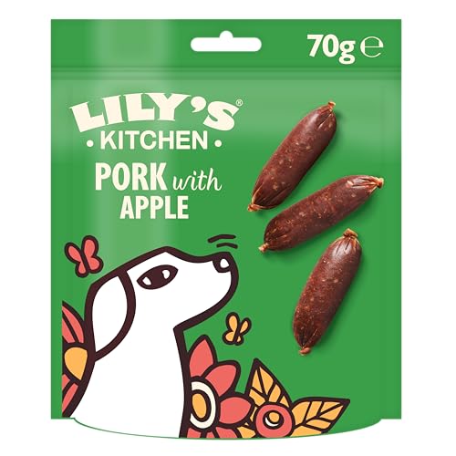 Lily's Kitchen Knackwürste mit Schweinefleisch und Äpfeln Leckerbissen für Hunde (8 x 70g)