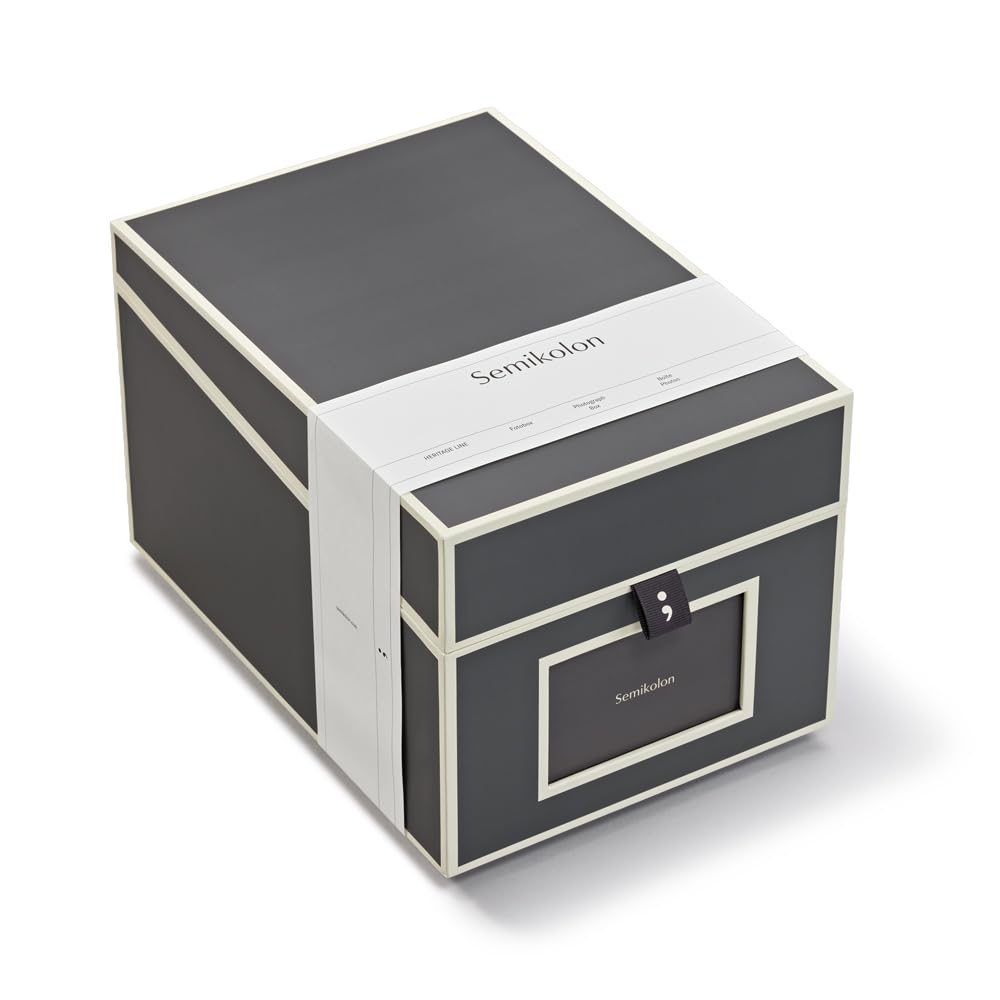 Semikolon 370081 CD- und Fotobox – 17,7 x 15,7 x 25,6 cm – für 10 x 15 cm Fotos – Cover lava stone grau