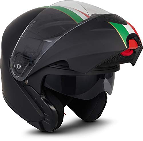 MOTO Helmets® F19 "Venice Black" · Motorrad-Helm · Klapp-Helm Modular-Helm Flip-up Integral-Helm Motorrad-Helm Roller-Helm Full-Face Cruiser MTB · ECE Sonnenvisier Schnellverschluss Tasche S (55-56cm)