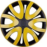 Premium Radkappen Radzierblenden Radblenden 'Modell:Mika' 4er Set, Farbe:Gelb-Schwarz, Felgendurchmesser:16 Zoll