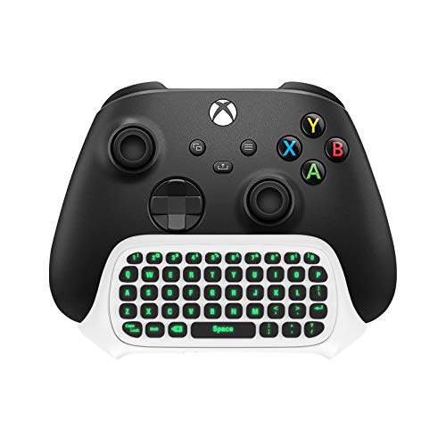 TiMOVO Tastatur Kompatibel mit Xbox Series X|S/Xbox One, 2.4G Empfänger Wireless Chatpad Message Mini Tastatur mit Grün Licht & Headset und Audio Jack für Xbox one/Xbox one S/Xbox one Elite - Weiß