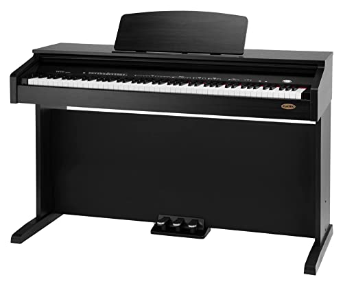 Classic Cantabile DP-210 SM E-Piano (Digitalpiano mit Hammermechanik, 88 Tasten, 2 Anschlüsse für Kopfhörer, USB, Metronom, 3 Pedale, Piano für Anfänger) schwarz matt
