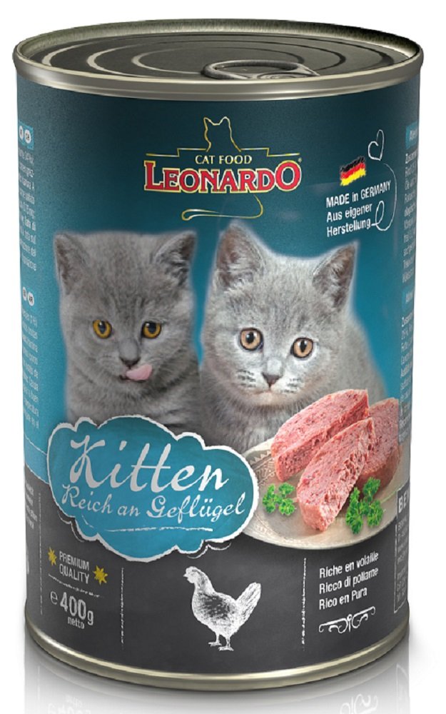 6 x 400g Leonardo Kitten reich an Geflügel Premium Katzenfutter