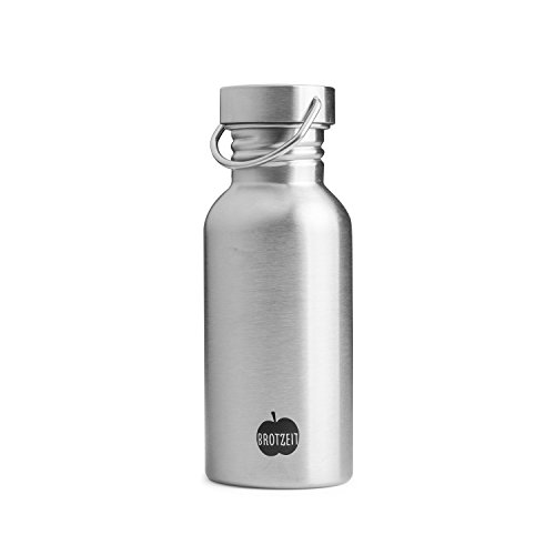Brotzeit 9120084850153 Trinkflasche aus Edelstahl plastikfrei BPAfrei 500ml, Silber