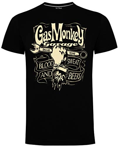 Gas Monkey Garage Herren T-Shirt Mechanics Spanner Schwarz Gr. 56, Schwarz