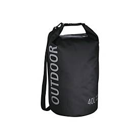 Hama Wasserdichte Outdoor Tasche (Packsack mit Rollverschluss und Schultergurt, 40 l Volumen, robuste Tarpaulin Plane, verschweißte Nähte) schwarz