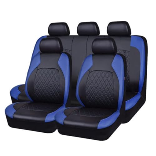 UYJJYDFC 9 Stück Auto Sitzbezüge Set PU Leder für Kia Telluride 2019-2023, Autositzbezüge Autositzkissen Komplett-Set Langlebig Atmungsaktiv Zubehör,B/Blue